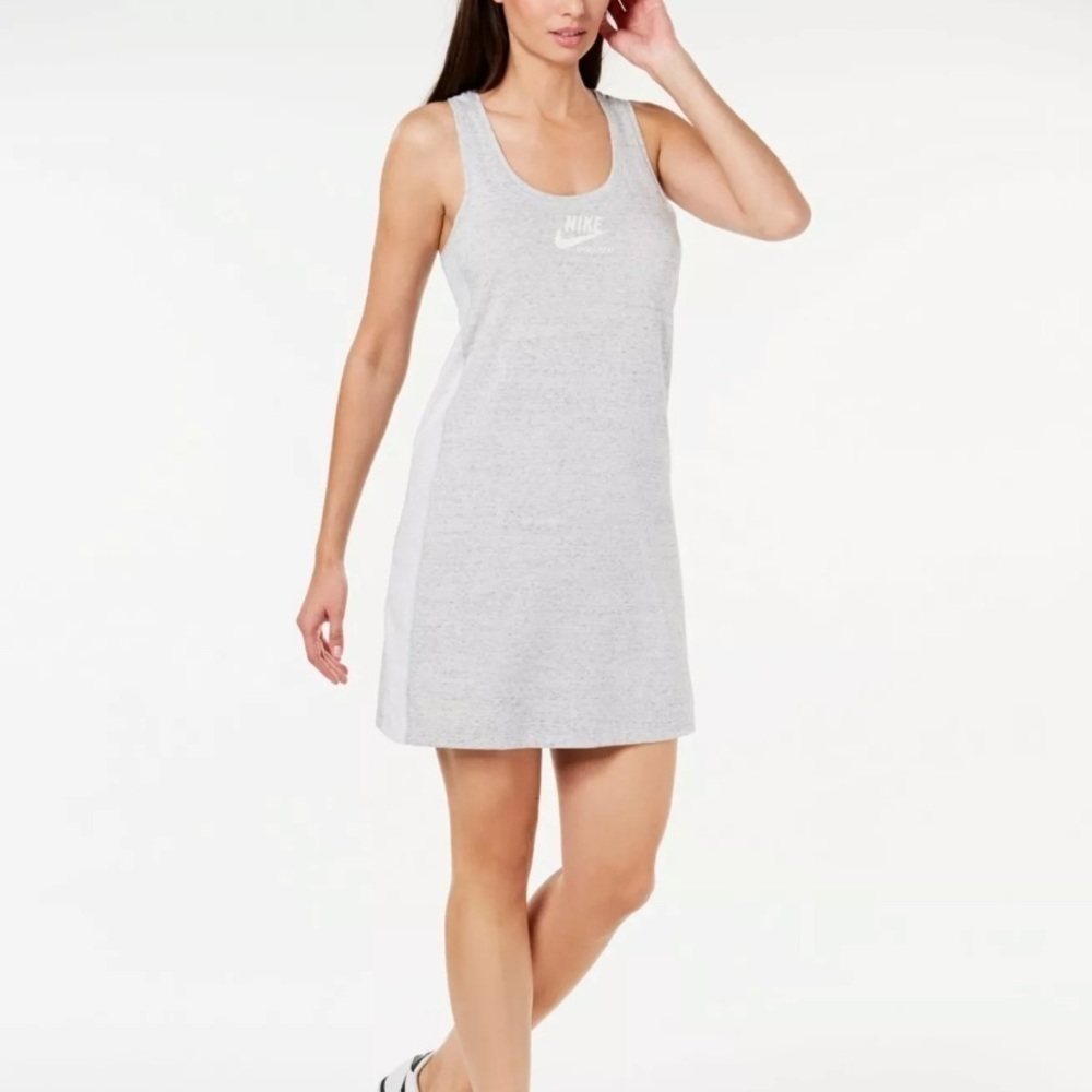 Nwt Nike Womens Gym Vintage Colorblocked Tank Dress Light Grey Size XS